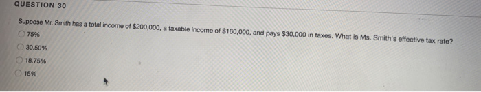 Solved QUESTION 30 Suppose Mr. Smith has a total income of | Chegg.com