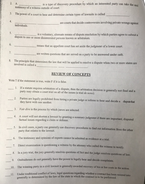 Solved Terms And Phrases A. Answer B. Appellate Jurisdiction | Chegg.com