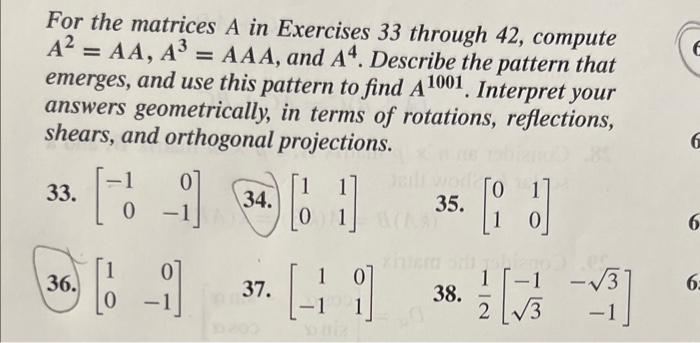 Solved For the matrices A in Exercises 33 through 42, | Chegg.com
