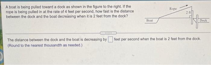 Solved Rope A boat is being pulled toward a dock as shown in | Chegg.com