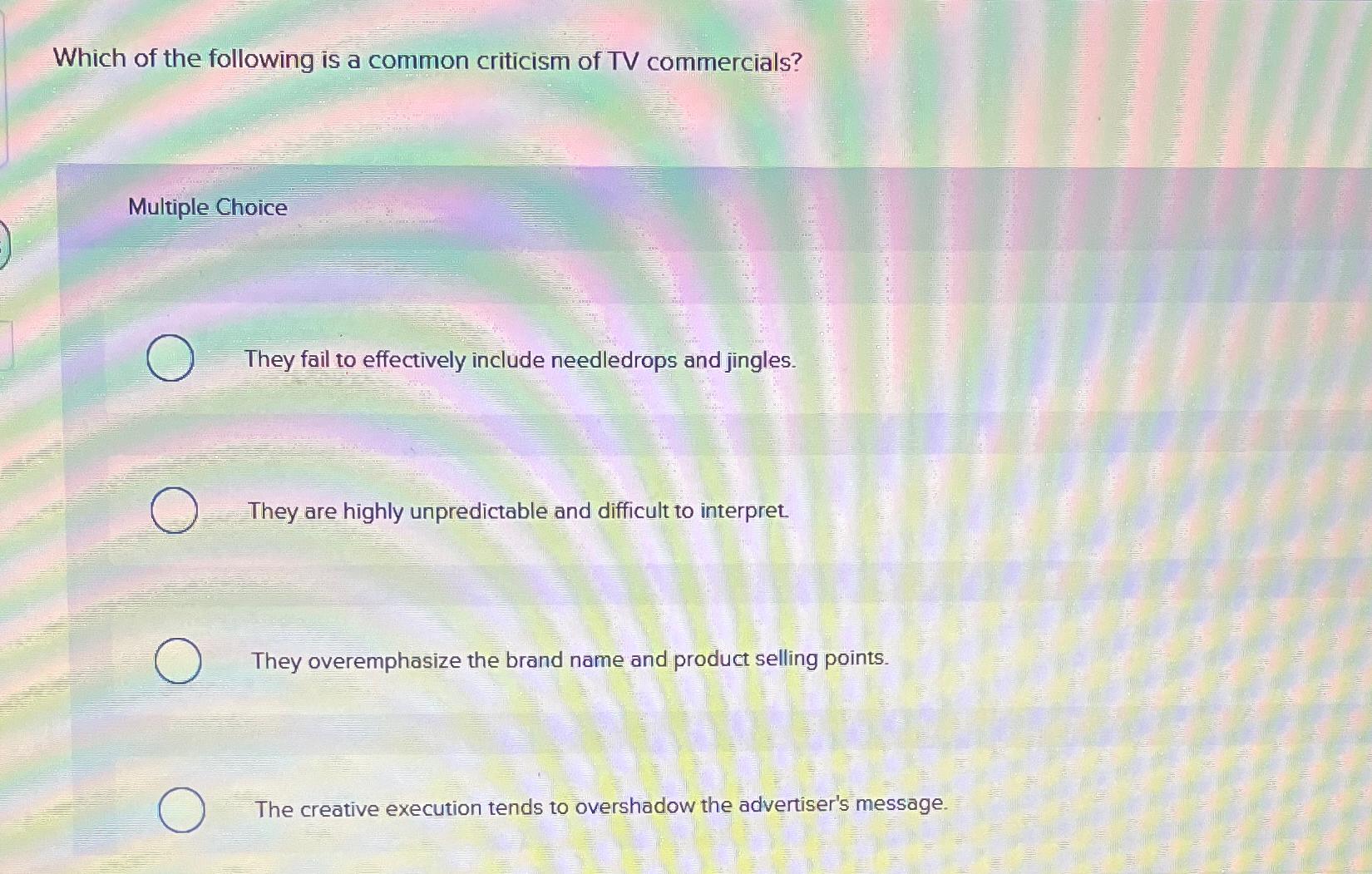 Solved Which of the following is a common criticism of TV | Chegg.com