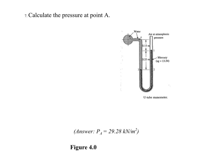 Solved s. For the differential manometer shown below,