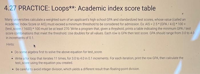 how to calculate academic index score