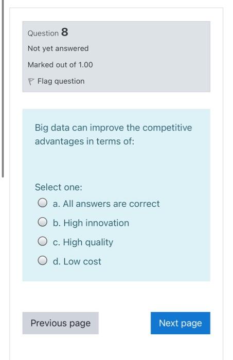 Solved Question 8 Not yet answered Marked out of 1.00 P Flag | Chegg.com