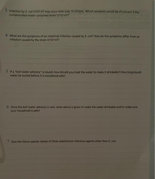 Solved 3 Infection by E. coli O157:H7 may occur with only 10 | Chegg.com