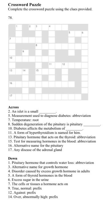 Crossword Puzzle Complete the crossword puzzle using Chegg com