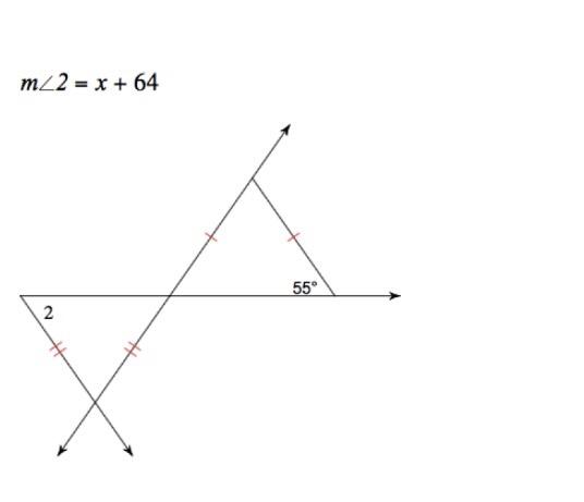 Solved m2 = x + 64 55° 2 | Chegg.com