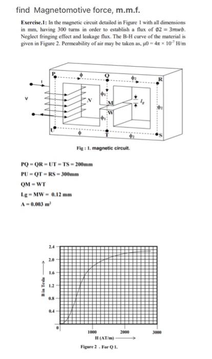 Solved find Magnetomotive force, m.m.f. Exercise.1: In the | Chegg.com