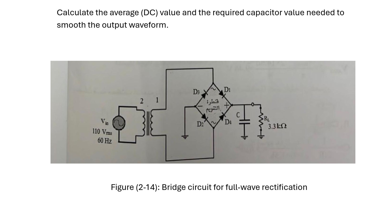 Solved Calculate the average (DC) ﻿value and the required | Chegg.com