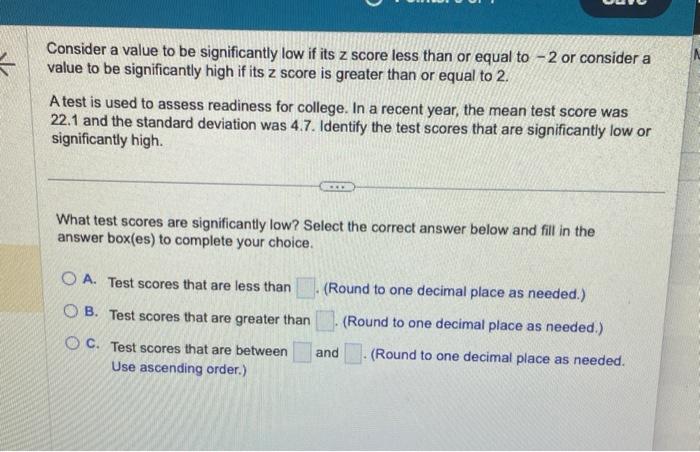 Solved Consider a value to be significantly low if its z | Chegg.com