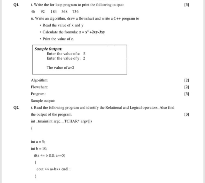 Solved Q1. 131 i. Write the for loop program to print the | Chegg.com