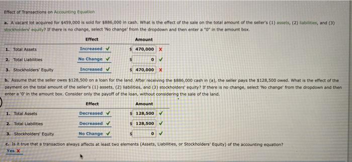 Solved Effect of Transactions on Accounting Equation a. A | Chegg.com