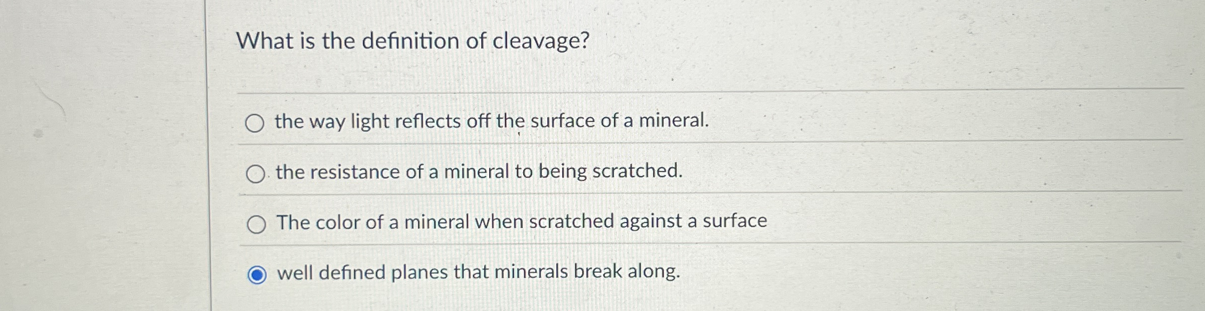 Solved What is the definition of cleavage?the way light