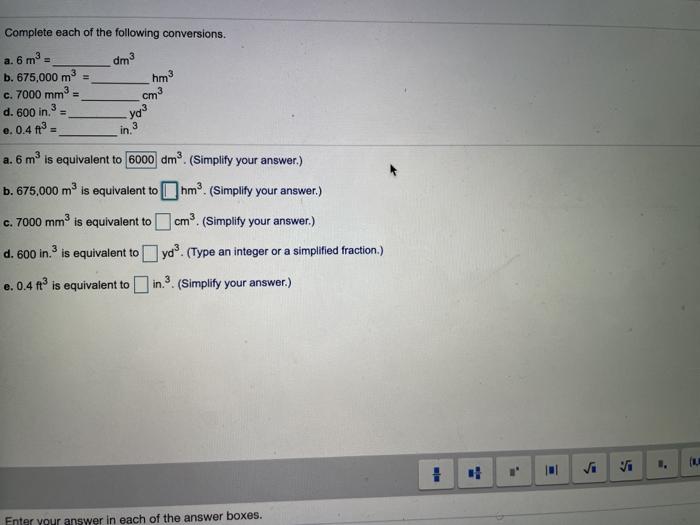 Solved Complete each of the following conversions. dm3 m3 a. | Chegg.com