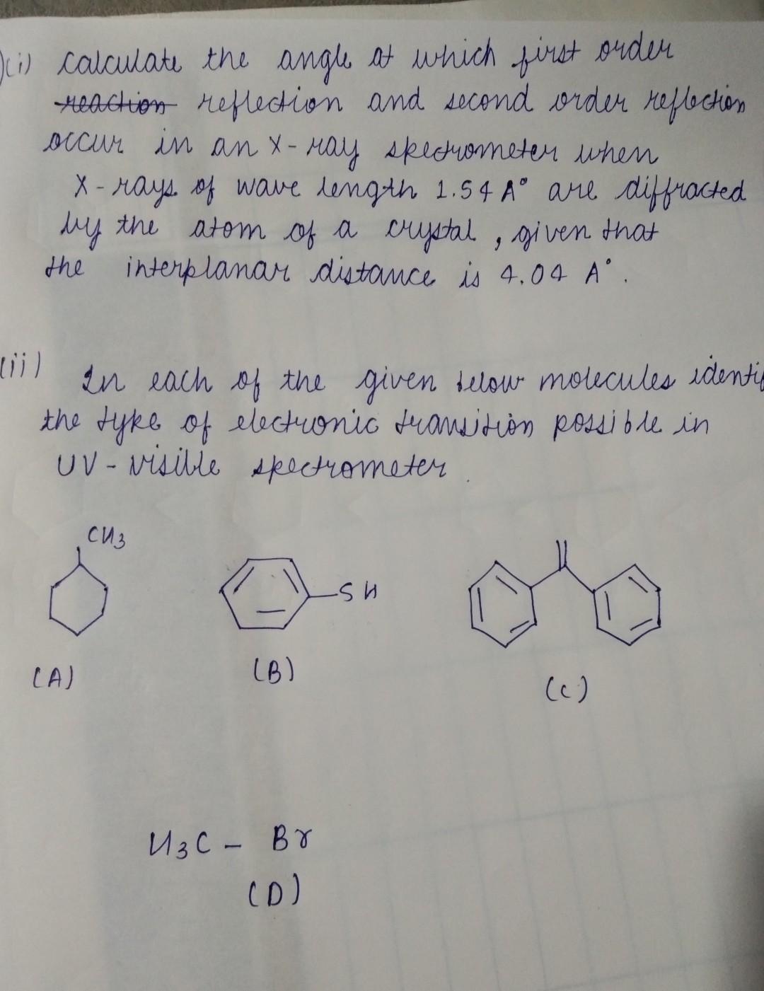 Solved Oci) calculate the angle at which first order