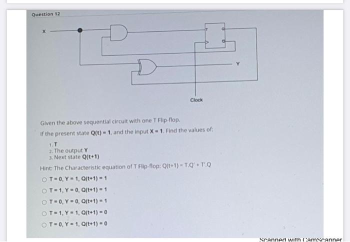 Solved Question 12 Clock Given the above sequential circuit | Chegg.com