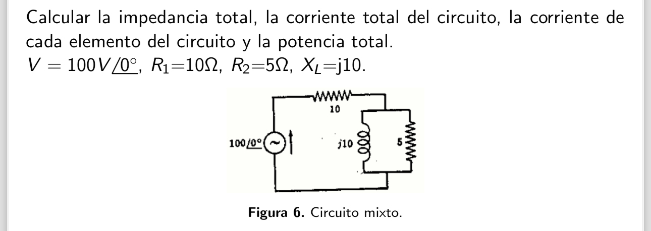 Calcular la impedancia total, la corriente total del | Chegg.com