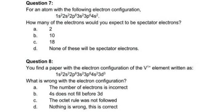 Example Electron Configuration Question Solved Question 7: For an atom with the following electron | Chegg.com
