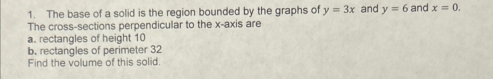 Solved The base of a solid is the region bounded by the | Chegg.com