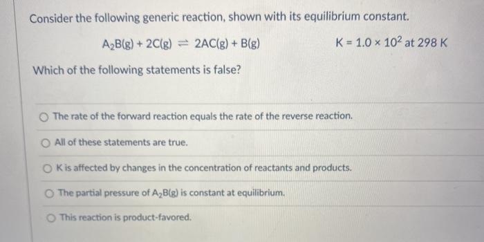 Solved Consider The Following Generic Reaction, Shown With | Chegg.com