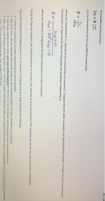 Solved My A reversible chemical reaction 2A+B=0 can be | Chegg.com
