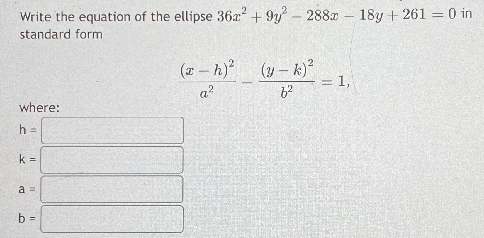 Solved Write the equation of the ellipse | Chegg.com