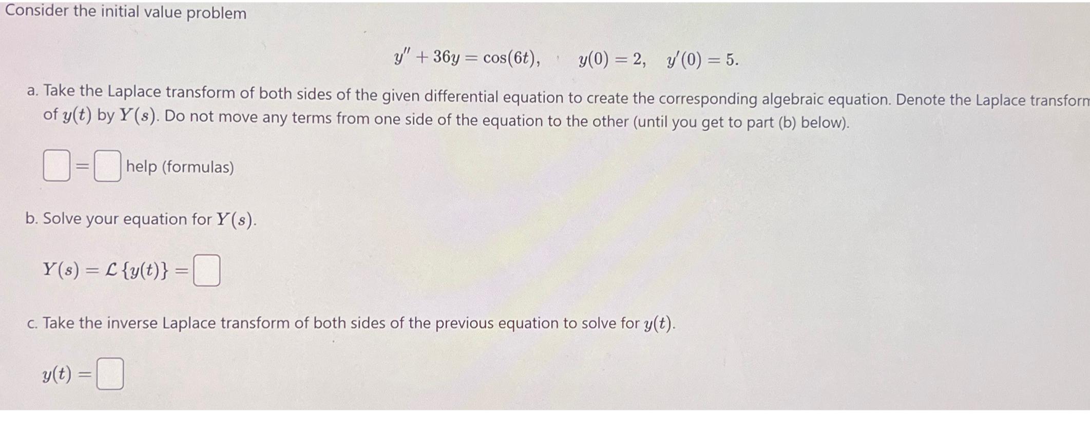 Solved Consider The Initial Value