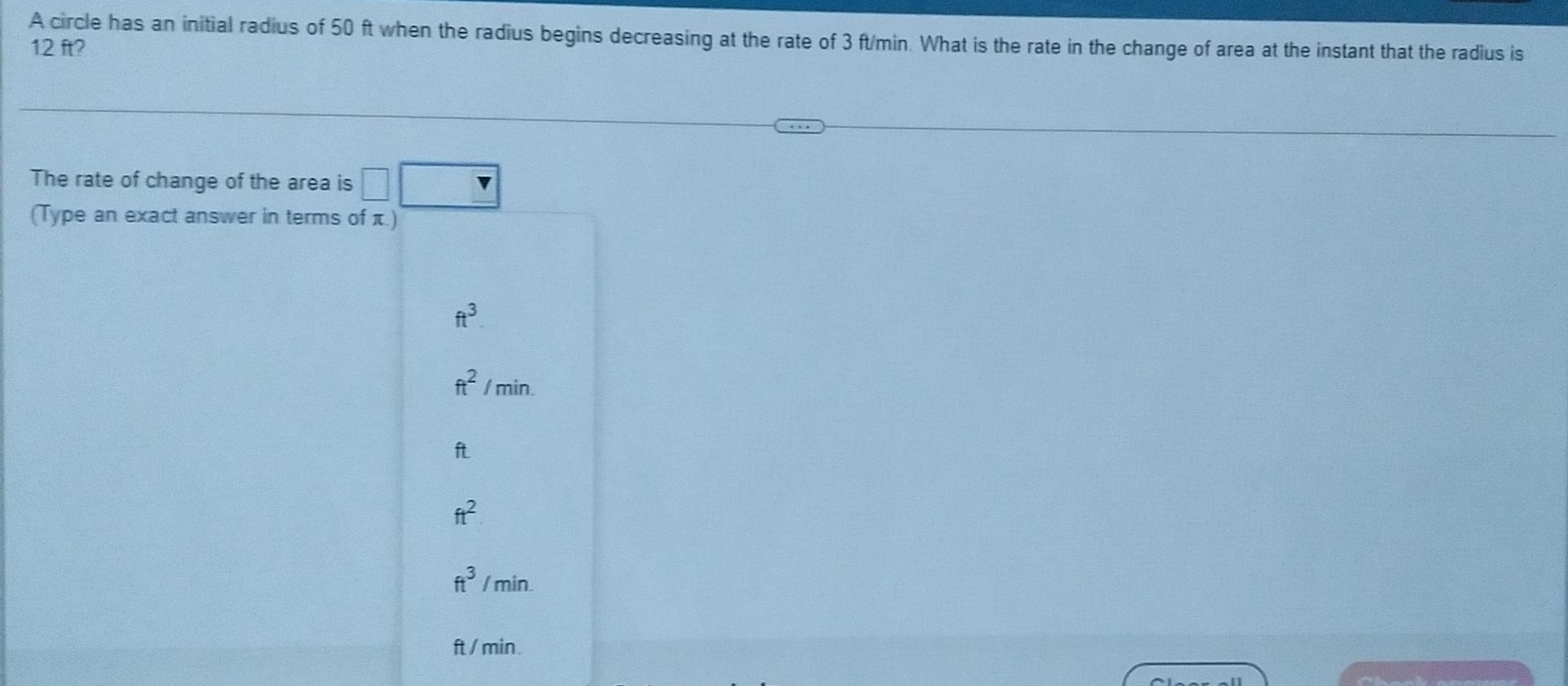 area of circle if radius is 50