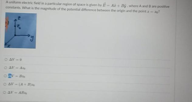 Solved A uniform electric field in a particular region of | Chegg.com