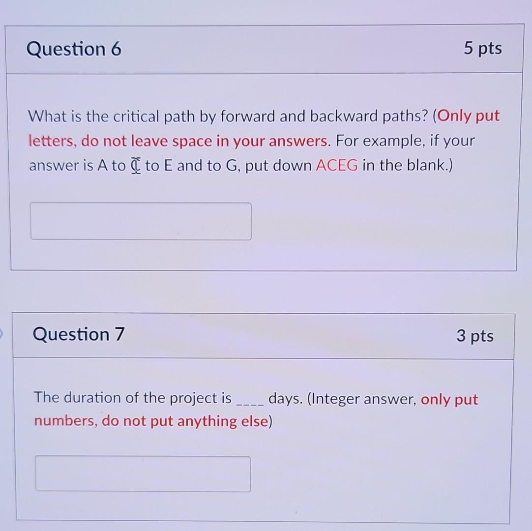 Solved What is the critical path by forward and backward | Chegg.com