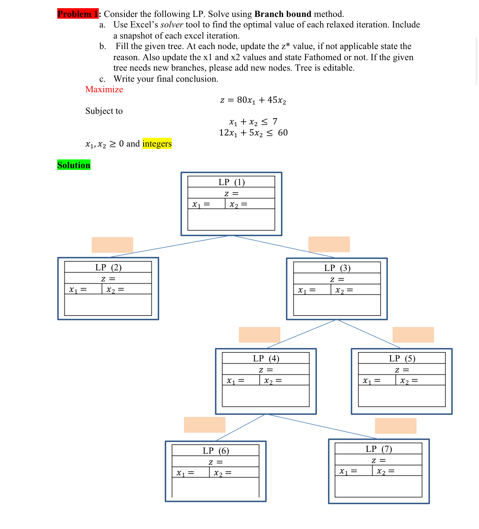 Solved Problem 1: Consider the following LP. ﻿Solve using | Chegg.com
