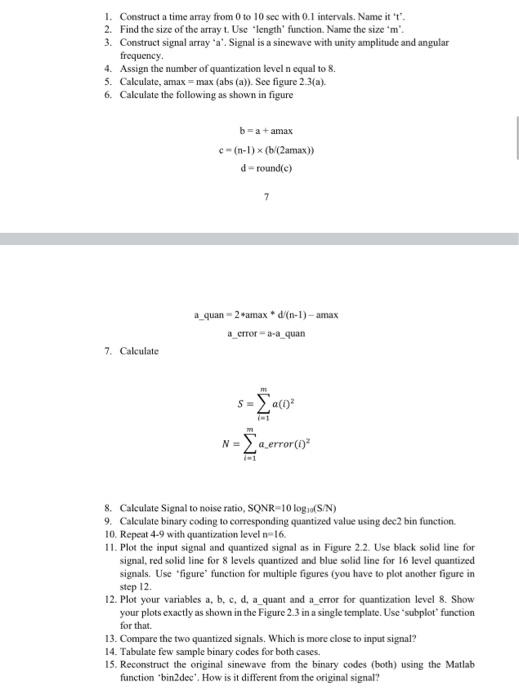 Solved 1. Construct a time array from 0 to 10sec with 0.1 | Chegg.com