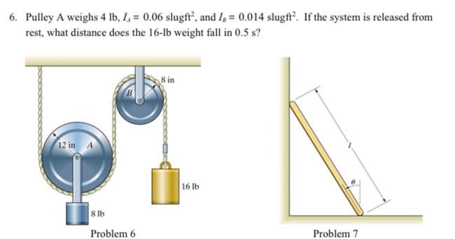 Solved 6. Pulley A weighs 4lb,IA=0.06slugft2, and | Chegg.com