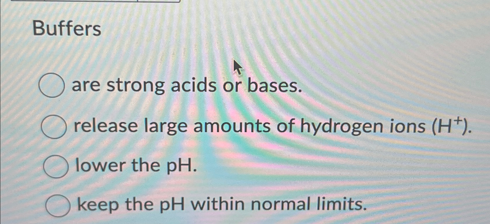Solved Buffersare strong acids or bases.release large | Chegg.com