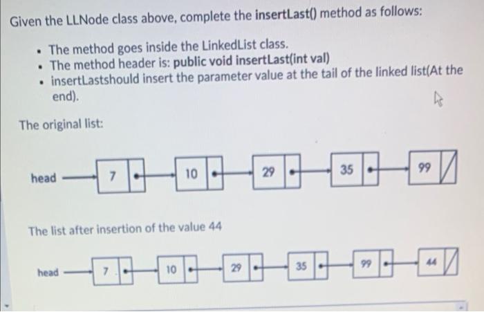Solved public class LLNode protected int ipfo; protected | Chegg.com