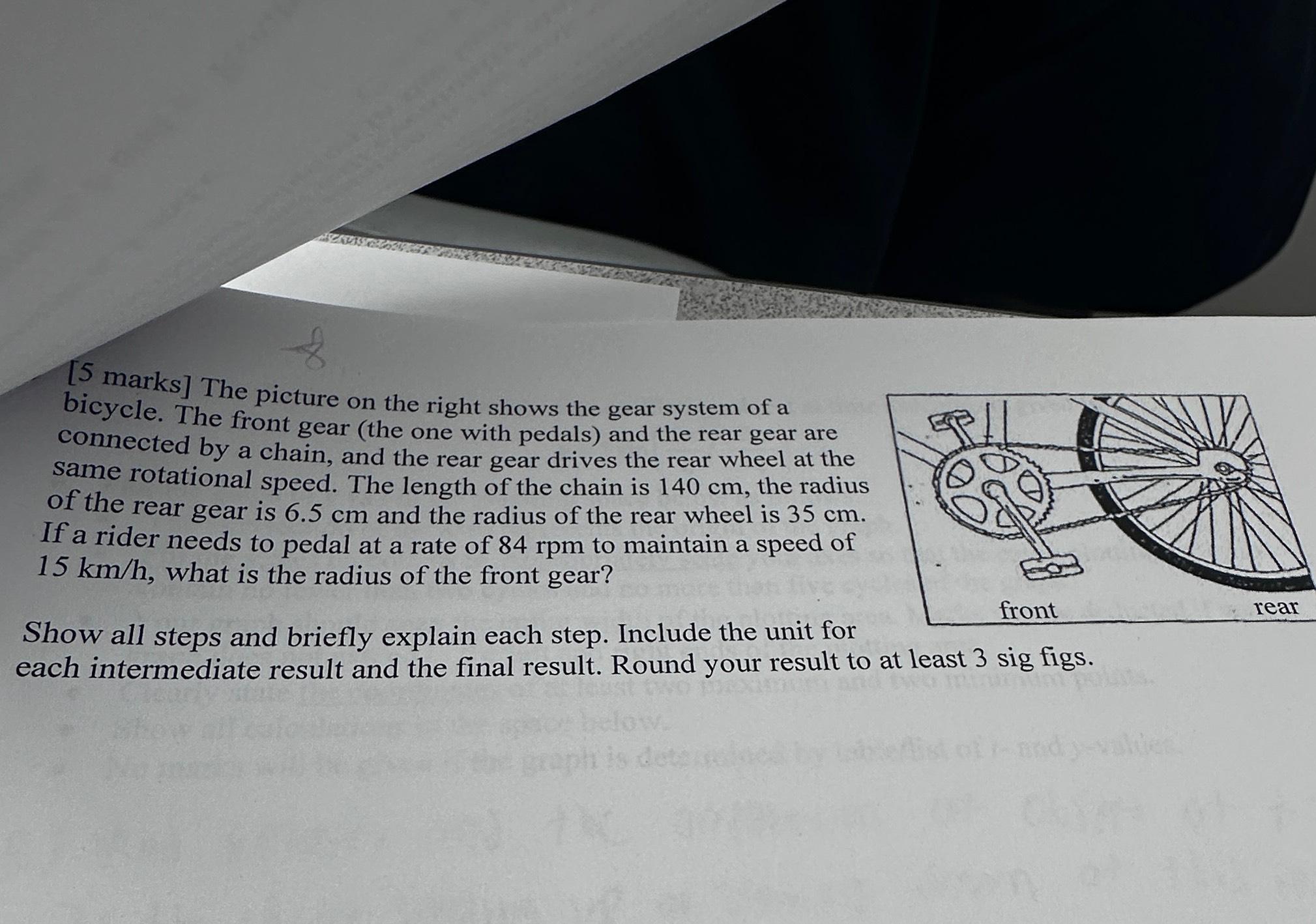 Solved bicycle. The front gear (the one with pedals) ﻿and | Chegg.com