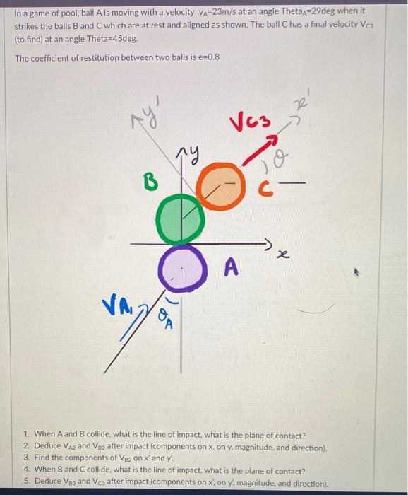 Solved In A Game Of Pool, Ball A Is Moving With A Velocity | Chegg.com