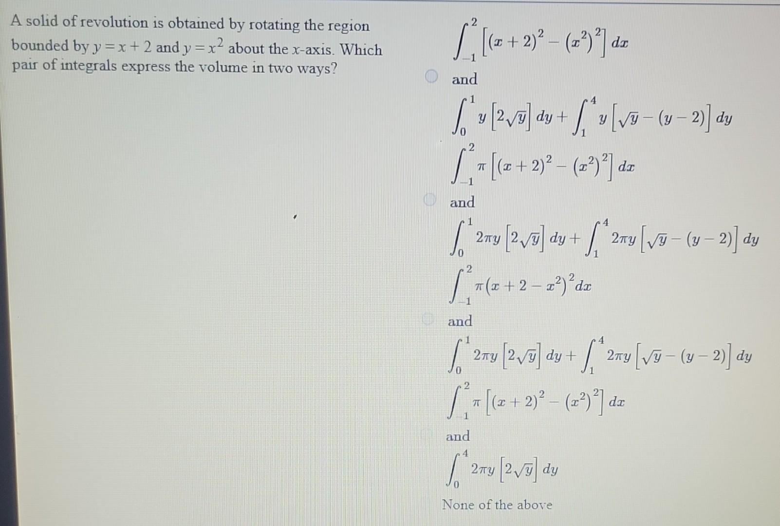 Solved A solid of revolution is obtained by rotating the | Chegg.com