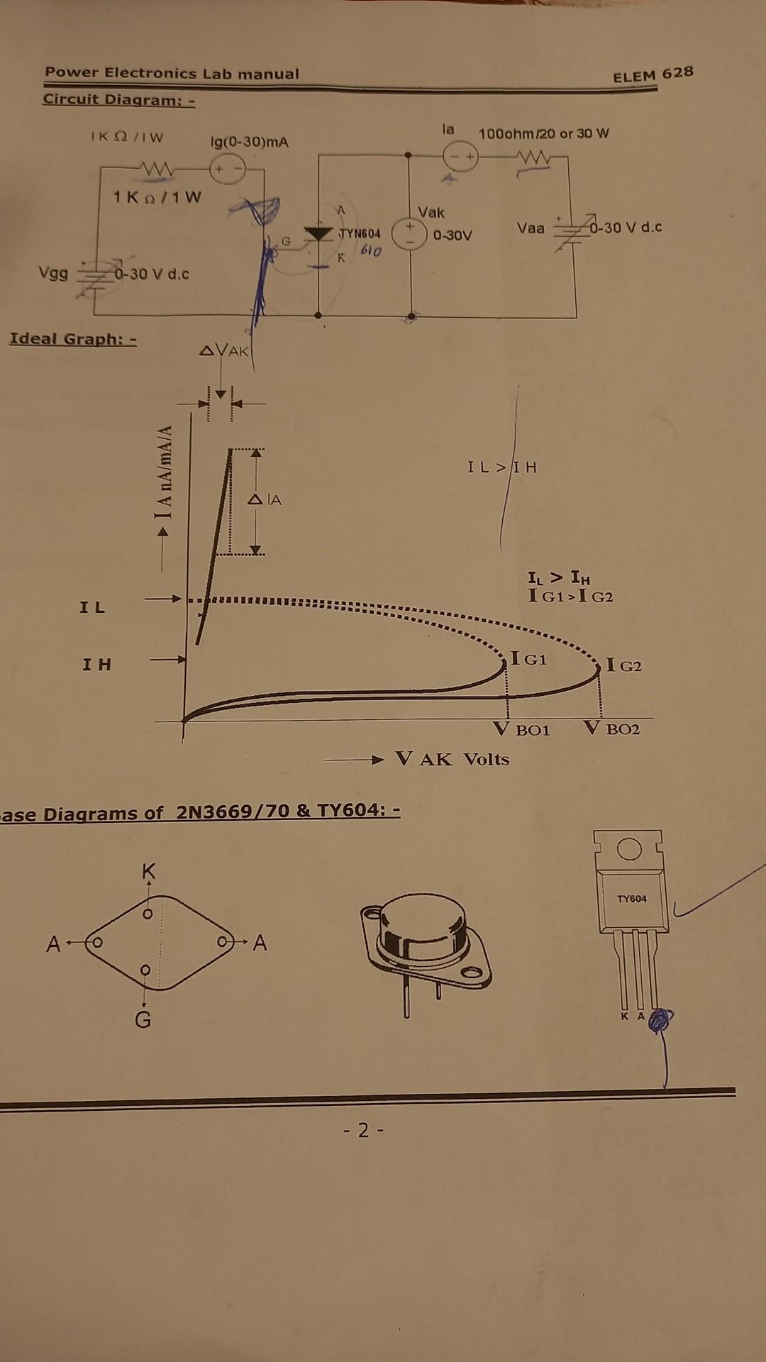 Solved Power Electronics Lab manual ELEM 628 Experiment No