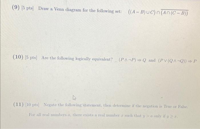 Solved Consider the following sets for all questions on this | Chegg.com