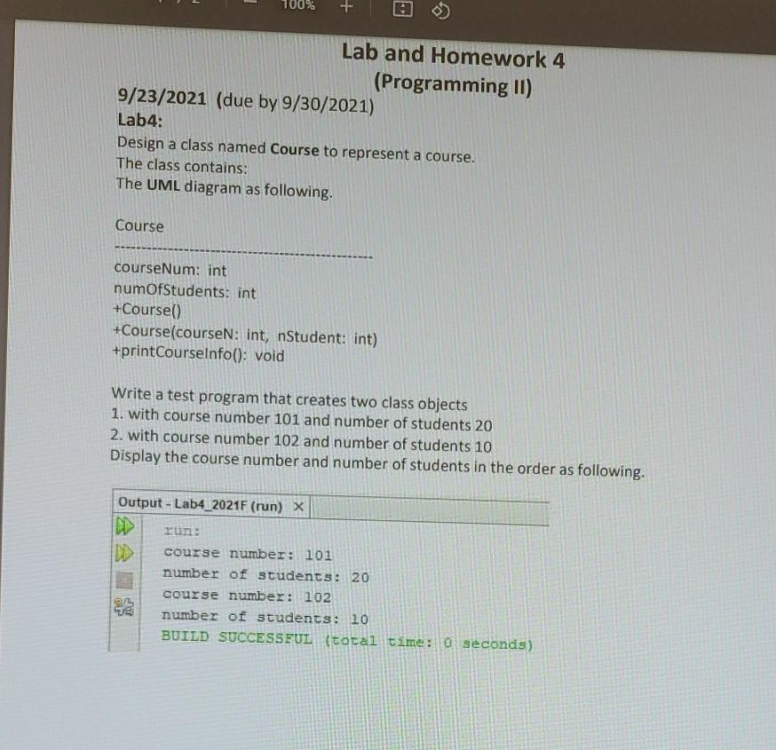 Solved 1 100% + Lab and Homework 4 (Programming II) | Chegg.com