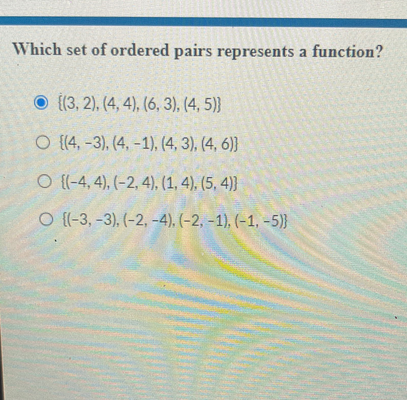 Solved Which set of ordered pairs represents a | Chegg.com