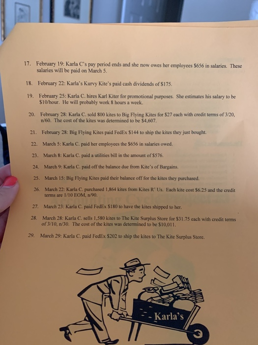 Solved Karla's Kurwy Kite's Transactions 1. January 1