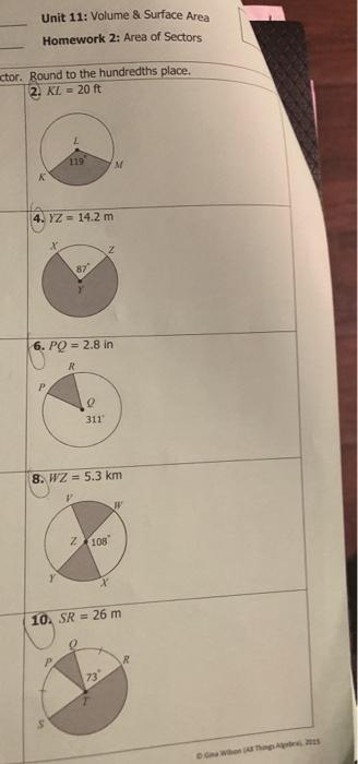 Solved Unit 11: Volume Surface Area Homework 2: Area of Chegg com