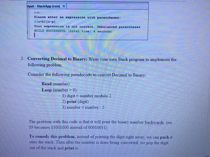 Solved Tasks/Assignments(s) a 1- Missing Brackets Checking: | Chegg.com