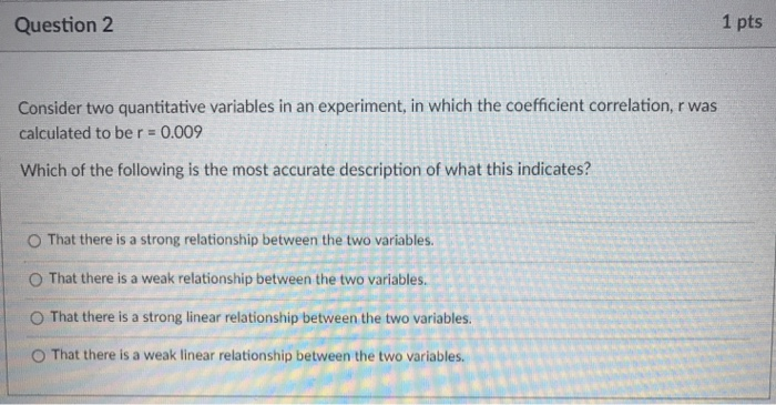 Solved Question 1 1 pts Consider two variables, Temperature | Chegg.com