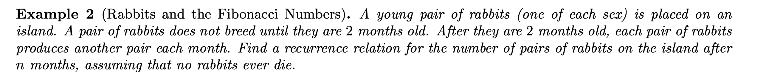 Solved Example 2 (Rabbits and the Fibonacci Numbers). ﻿A | Chegg.com