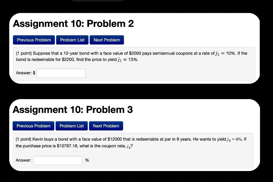 Solved Assignment 10: Problem 1 Previous Problem Problem | Chegg.com