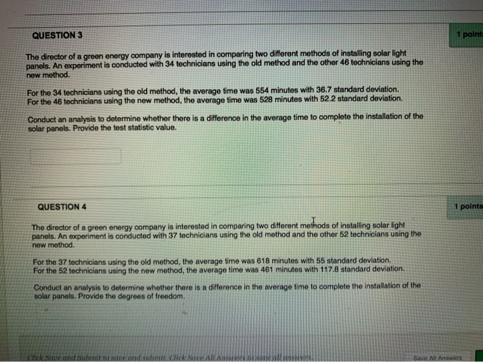 Solved QUESTION 3 1 point The director of a green energy | Chegg.com