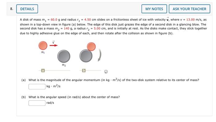 Solved Details My Notes Ask Your Teacher A Disk Of Mass Chegg Com